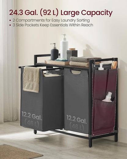 VASAGLE Laundry Hamper with Shelf, 1 Pull-Out Bag, 17.2 Gallons (65L)