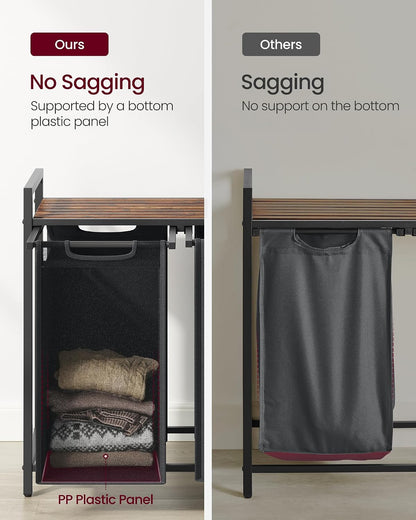 VASAGLE Laundry Hamper with Shelf, 1 Pull-Out Bag, 17.2 Gallons (65L)