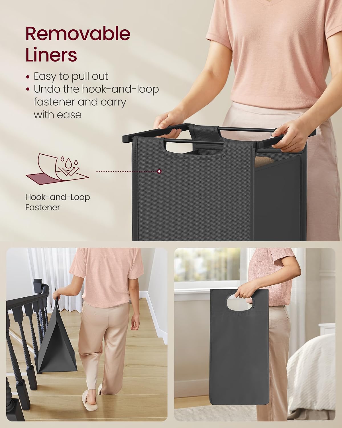 VASAGLE Laundry Hamper with Shelf, 1 Pull-Out Bag, 17.2 Gallons (65L)