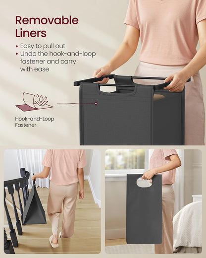 VASAGLE Laundry Hamper with Shelf, 1 Pull-Out Bag, 17.2 Gallons (65L)