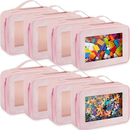 8 Pack Toy Storage Organization Bags with Clear PVC Window, Gray