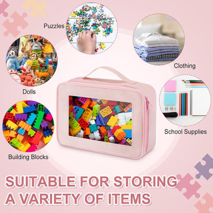 8 Pack Toy Storage Organization Bags with Clear PVC Window, Gray