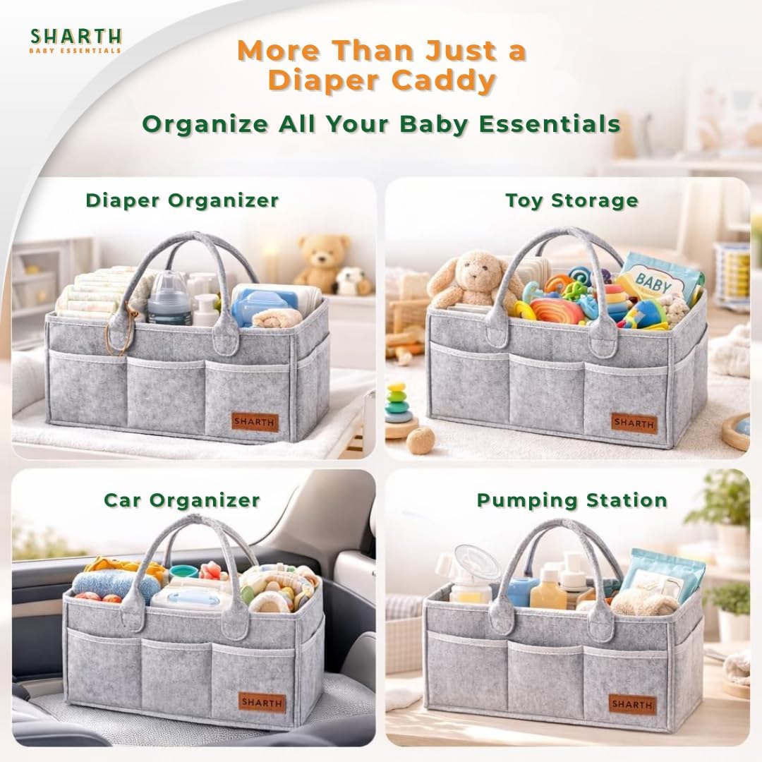 Sharth Baby Diaper Caddy Organizer, Baby Essentials Storage, Nursery Basket