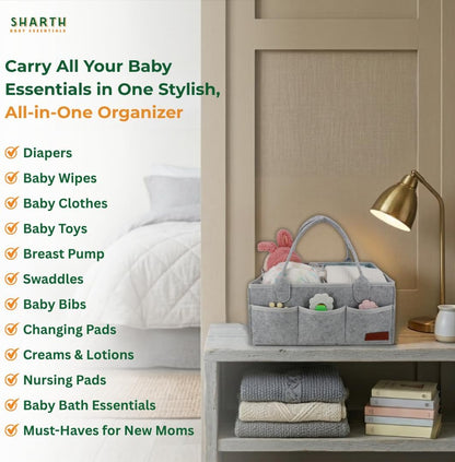 Sharth Baby Diaper Caddy Organizer, Baby Essentials Storage, Nursery Basket