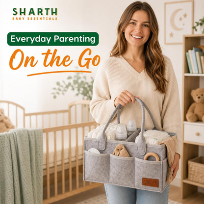 Sharth Baby Diaper Caddy Organizer, Baby Essentials Storage, Nursery Basket