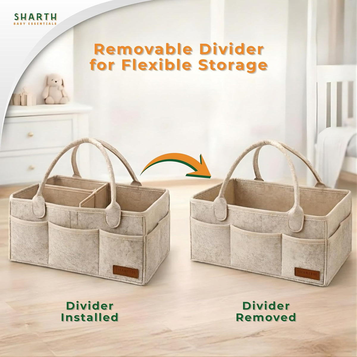 Sharth Baby Diaper Caddy Organizer, Baby Essentials Storage, Nursery Basket