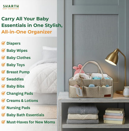 Sharth Baby Diaper Caddy Organizer, Baby Essentials Storage, Nursery Basket