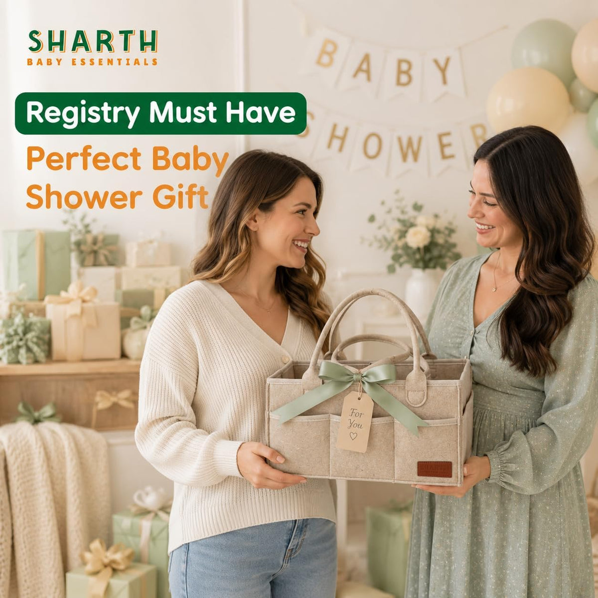Sharth Baby Diaper Caddy Organizer, Baby Essentials Storage, Nursery Basket