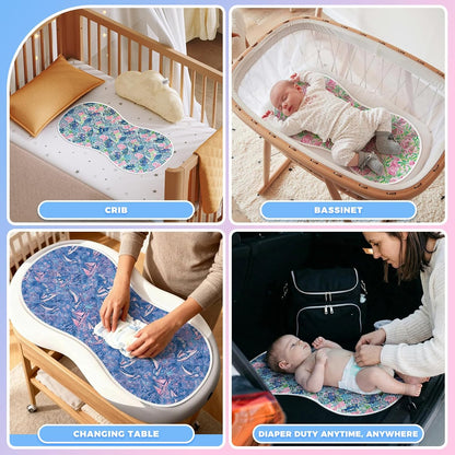 Portable Diaper Changing Pad Viscose from Bamboo 3 Pack, Foldable Waterproof Baby Changing Mat, Absorbent Machine Washable Diaper Bag Travel Essential, Newborn Baby Changer, 27.5x14