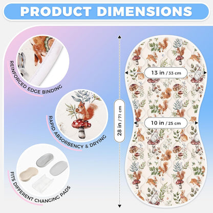 Portable Diaper Changing Pad Viscose from Bamboo 3 Pack, Foldable Waterproof Baby Changing Mat, Absorbent Machine Washable Diaper Bag Travel Essential, Newborn Baby Changer, 27.5x14