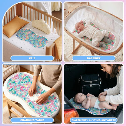 Portable Diaper Changing Pad Viscose from Bamboo 3 Pack, Foldable Waterproof Baby Changing Mat, Absorbent Machine Washable Diaper Bag Travel Essential, Newborn Baby Changer, 27.5x14