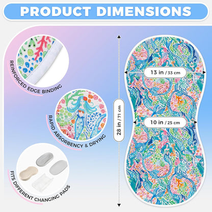 Portable Diaper Changing Pad Viscose from Bamboo 3 Pack, Foldable Waterproof Baby Changing Mat, Absorbent Machine Washable Diaper Bag Travel Essential, Newborn Baby Changer, 27.5x14