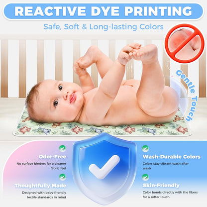 Portable Diaper Changing Pad Viscose from Bamboo 3 Pack, Foldable Waterproof Baby Changing Mat, Absorbent Machine Washable Diaper Bag Travel Essential, Newborn Baby Changer, 27.5x14