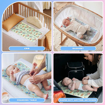 Portable Diaper Changing Pad Viscose from Bamboo 3 Pack, Foldable Waterproof Baby Changing Mat, Absorbent Machine Washable Diaper Bag Travel Essential, Newborn Baby Changer, 27.5x14