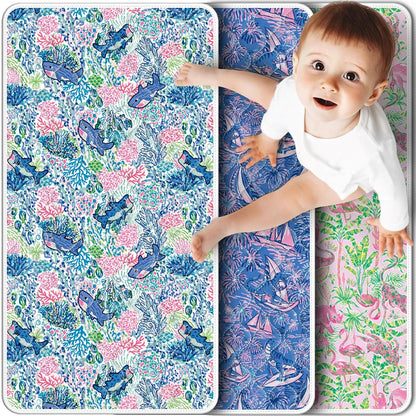 Portable Diaper Changing Pad Viscose from Bamboo 3 Pack, Foldable Waterproof Baby Changing Mat, Absorbent Machine Washable Diaper Bag Travel Essential, Newborn Baby Changer, 27.5x14