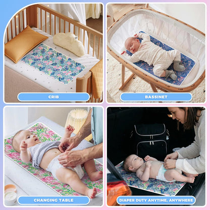 Portable Diaper Changing Pad Viscose from Bamboo 3 Pack, Foldable Waterproof Baby Changing Mat, Absorbent Machine Washable Diaper Bag Travel Essential, Newborn Baby Changer, 27.5x14