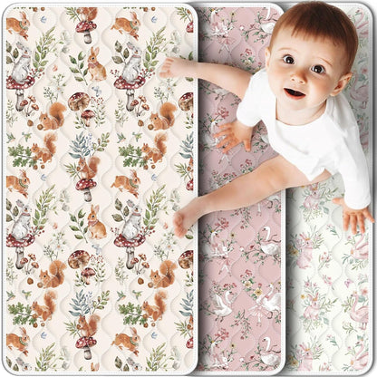 Portable Diaper Changing Pad Viscose from Bamboo 3 Pack, Foldable Waterproof Baby Changing Mat, Absorbent Machine Washable Diaper Bag Travel Essential, Newborn Baby Changer, 27.5x14