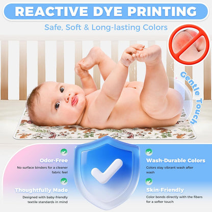 Portable Diaper Changing Pad Viscose from Bamboo 3 Pack, Foldable Waterproof Baby Changing Mat, Absorbent Machine Washable Diaper Bag Travel Essential, Newborn Baby Changer, 27.5x14