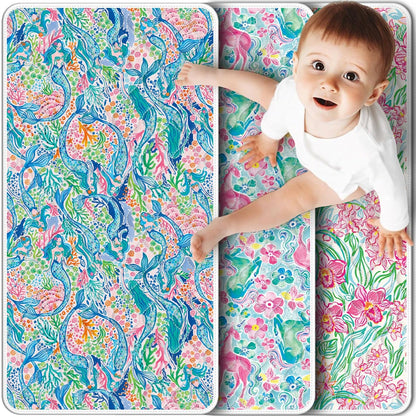 Portable Diaper Changing Pad Viscose from Bamboo 3 Pack, Foldable Waterproof Baby Changing Mat, Absorbent Machine Washable Diaper Bag Travel Essential, Newborn Baby Changer, 27.5x14