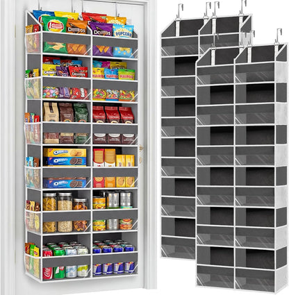 Over the Door Organizer, 5-Tier Extra Large Storage with 10 Pockets and PVC Label Pouches, 80 lbs Capacity Hanging Closet Organizer, Beige