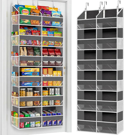 Over the Door Organizer, 5-Tier Extra Large Storage with 10 Pockets and PVC Label Pouches, 80 lbs Capacity Hanging Closet Organizer, Beige