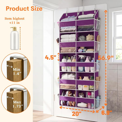 Over the Door Organizer, 5-Tier Extra Large Storage with 10 Pockets and PVC Label Pouches, 80 lbs Capacity Hanging Closet Organizer, Beige