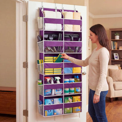 Over the Door Organizer, 5-Tier Extra Large Storage with 10 Pockets and PVC Label Pouches, 80 lbs Capacity Hanging Closet Organizer, Beige