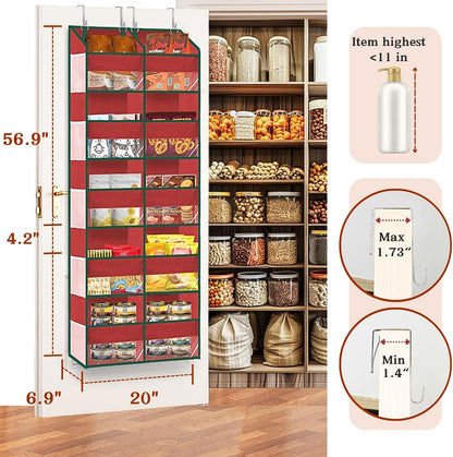 Over the Door Organizer, 5-Tier Extra Large Storage with 10 Pockets and PVC Label Pouches, 80 lbs Capacity Hanging Closet Organizer, Beige