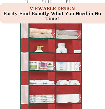 Over the Door Organizer, 5-Tier Extra Large Storage with 10 Pockets and PVC Label Pouches, 80 lbs Capacity Hanging Closet Organizer, Beige