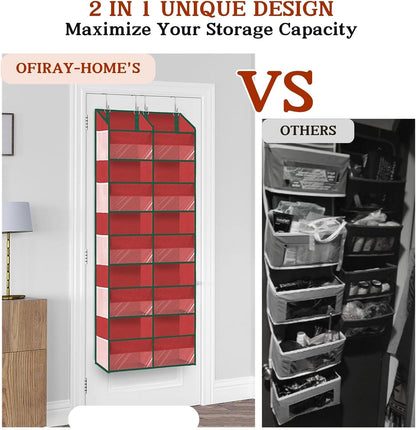 Over the Door Organizer, 5-Tier Extra Large Storage with 10 Pockets and PVC Label Pouches, 80 lbs Capacity Hanging Closet Organizer, Beige