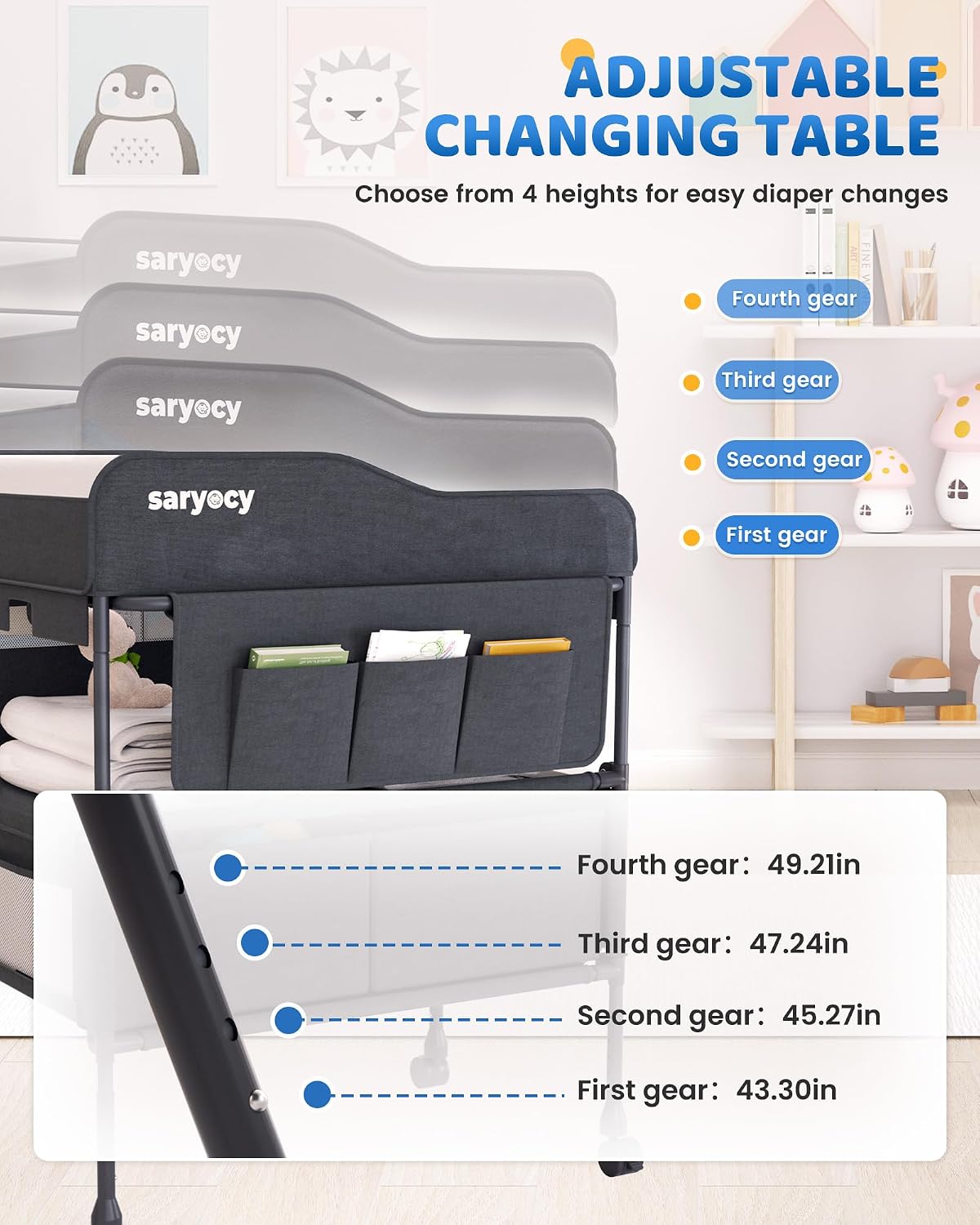 Baby Changing Table, Mobile Folding Diaper Changing Station