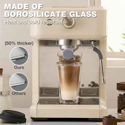 ® 2 Packs Double Walled Glass Coffee Mugs with Silicone Lids, 12 OZ Reusable Glass Coffee Cups, Insulated Coffee Mugs, Cappuccino,Tea,Latte,Iced Coffee Cups, Glass Travel Mug, Heat Resistant