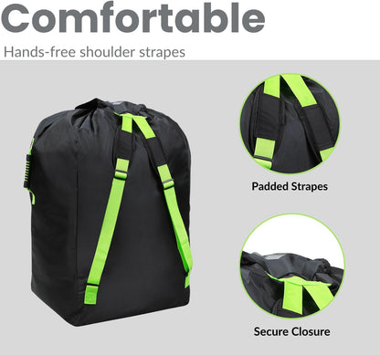 Car Seat Travel Bag Backpack for Airplane, Water-Resistant Car Seat Cover with Shoulder Strap for Infant Convertible Seats & Booster Seat, Black