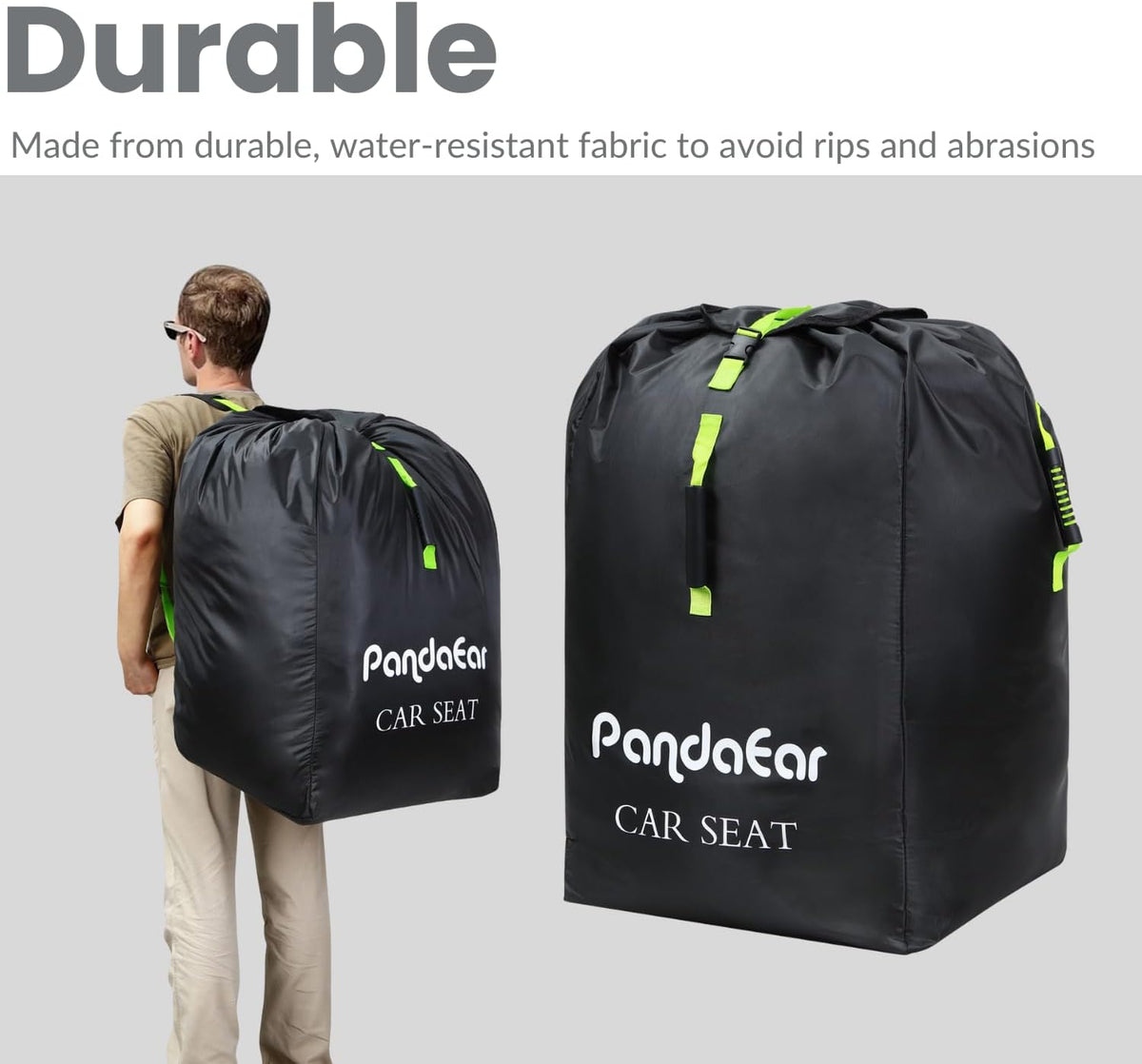 Car Seat Travel Bag Backpack for Airplane, Water-Resistant Car Seat Cover with Shoulder Strap for Infant Convertible Seats & Booster Seat, Black