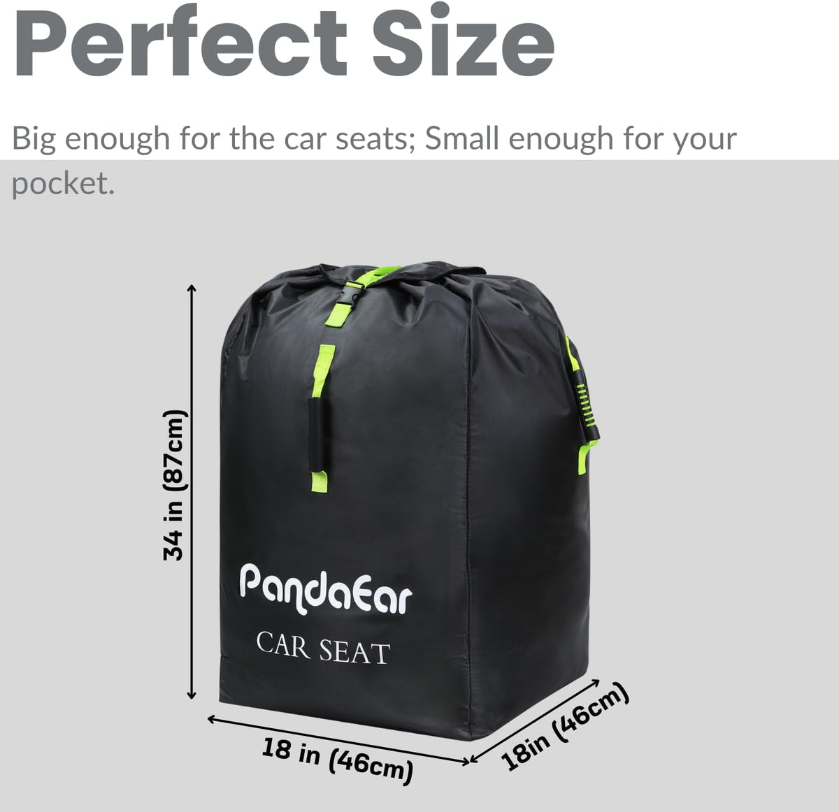 Car Seat Travel Bag Backpack for Airplane, Water-Resistant Car Seat Cover with Shoulder Strap for Infant Convertible Seats & Booster Seat, Black