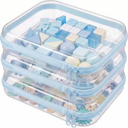 Clear Hard Shell Zipper Cases,Zipper Pouches, 2L+2M+2S Blue