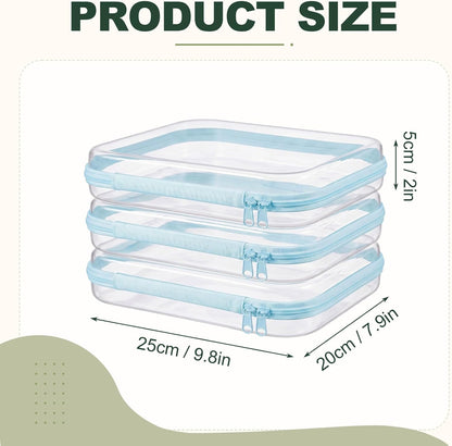 Clear Hard Shell Zipper Cases,Zipper Pouches, 2L+2M+2S Blue