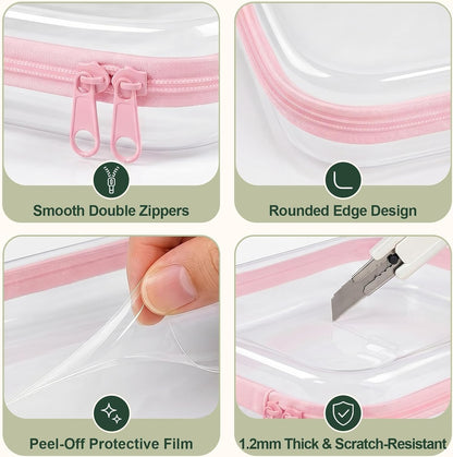 Clear Hard Shell Zipper Cases,Zipper Pouches, 2L+2M+2S Blue