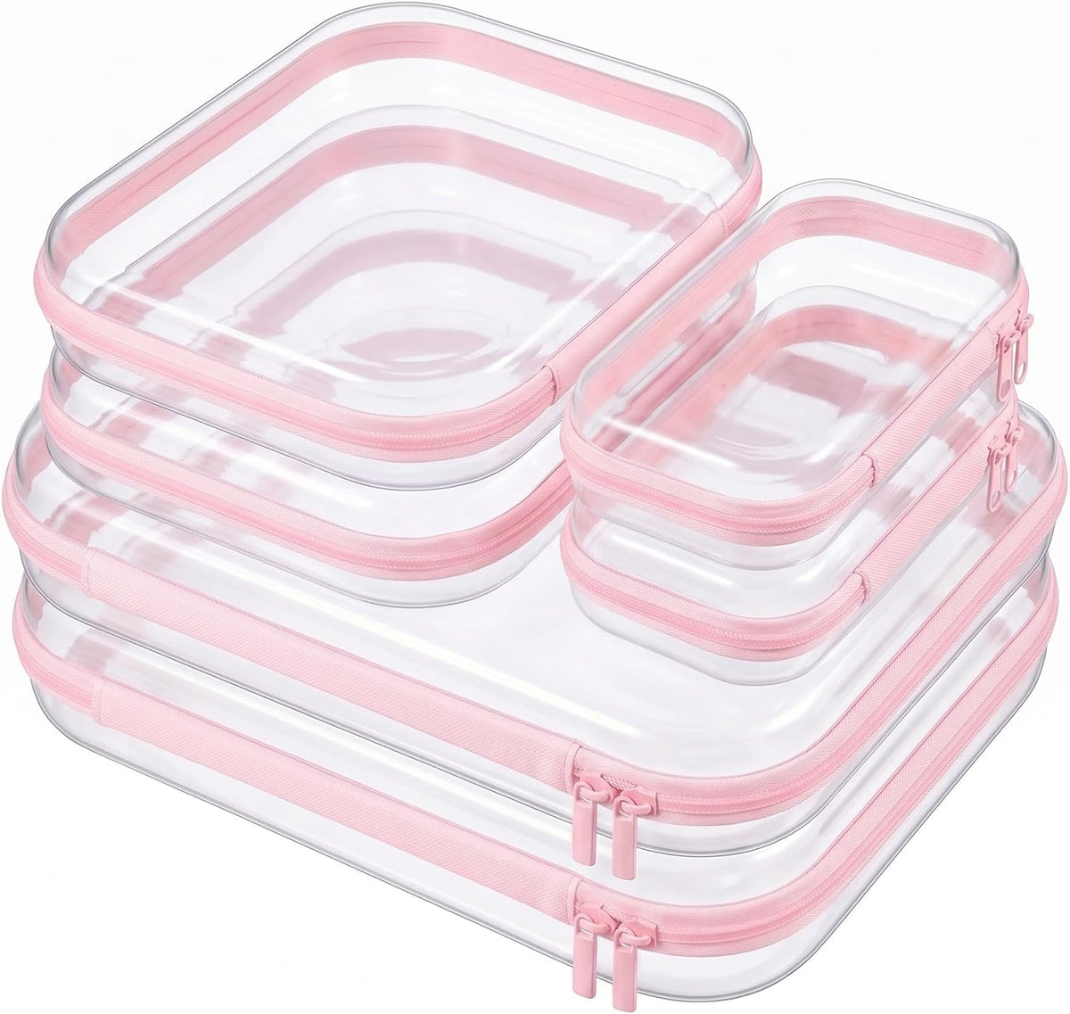 Clear Hard Shell Zipper Cases,Zipper Pouches, 2L+2M+2S Blue