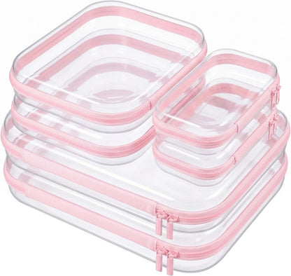 Clear Hard Shell Zipper Cases,Zipper Pouches, 2L+2M+2S Blue
