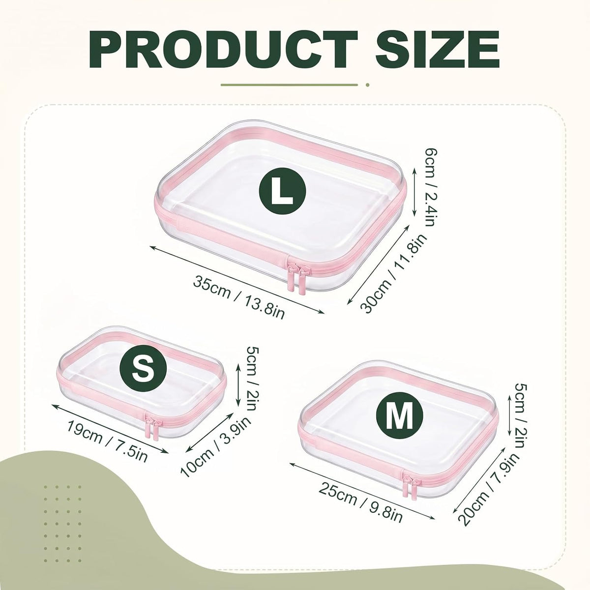 Clear Hard Shell Zipper Cases,Zipper Pouches, 2L+2M+2S Blue