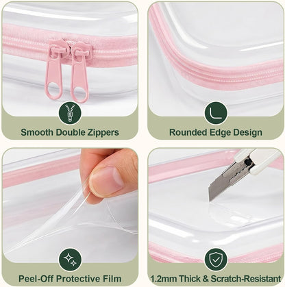 Clear Hard Shell Zipper Cases,Zipper Pouches, 2L+2M+2S Blue