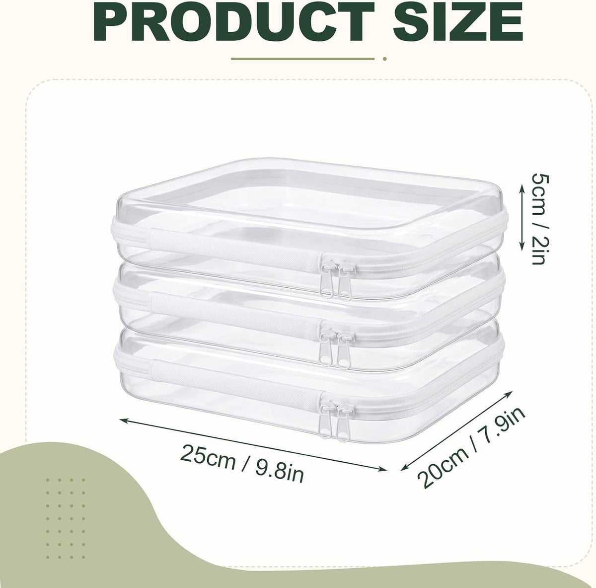 Clear Hard Shell Zipper Cases,Zipper Pouches, 2L+2M+2S Blue