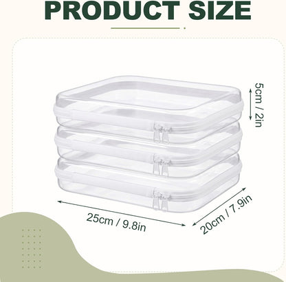 Clear Hard Shell Zipper Cases,Zipper Pouches, 2L+2M+2S Blue