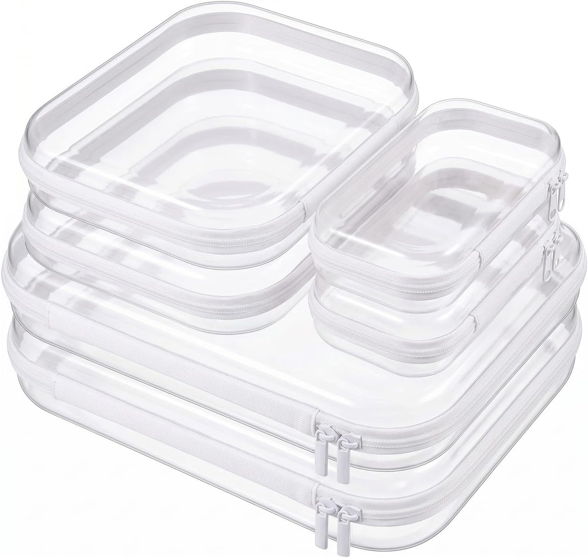 Clear Hard Shell Zipper Cases,Zipper Pouches, 2L+2M+2S Blue