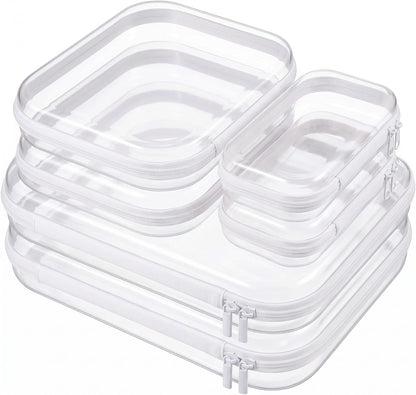 Clear Hard Shell Zipper Cases,Zipper Pouches, 2L+2M+2S Blue