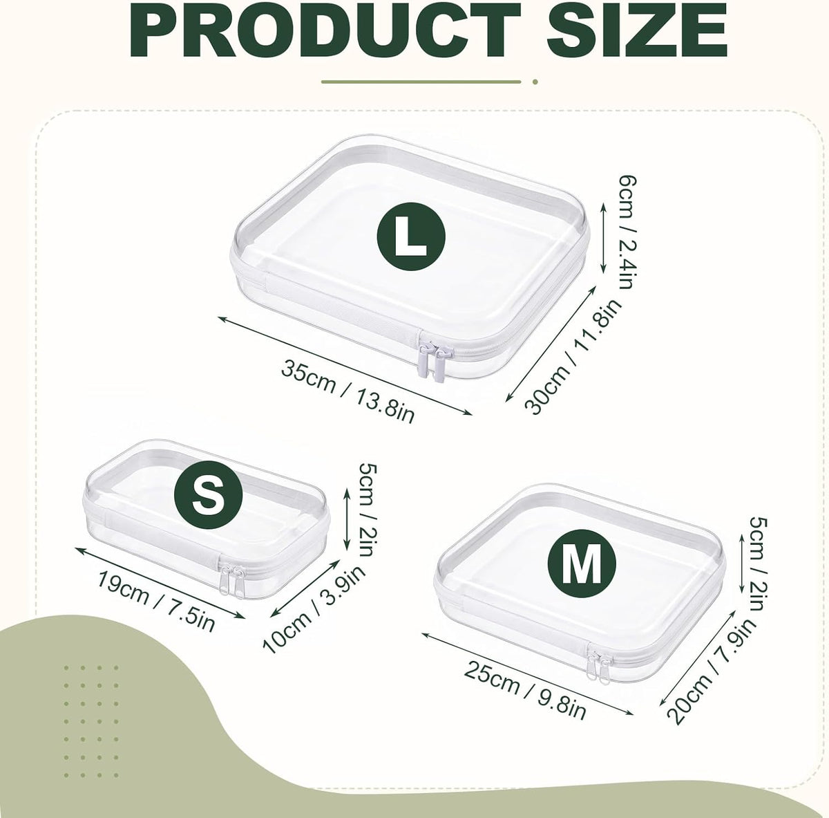 Clear Hard Shell Zipper Cases,Zipper Pouches, 2L+2M+2S Blue