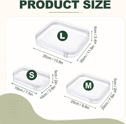 Clear Hard Shell Zipper Cases,Zipper Pouches, 2L+2M+2S Blue