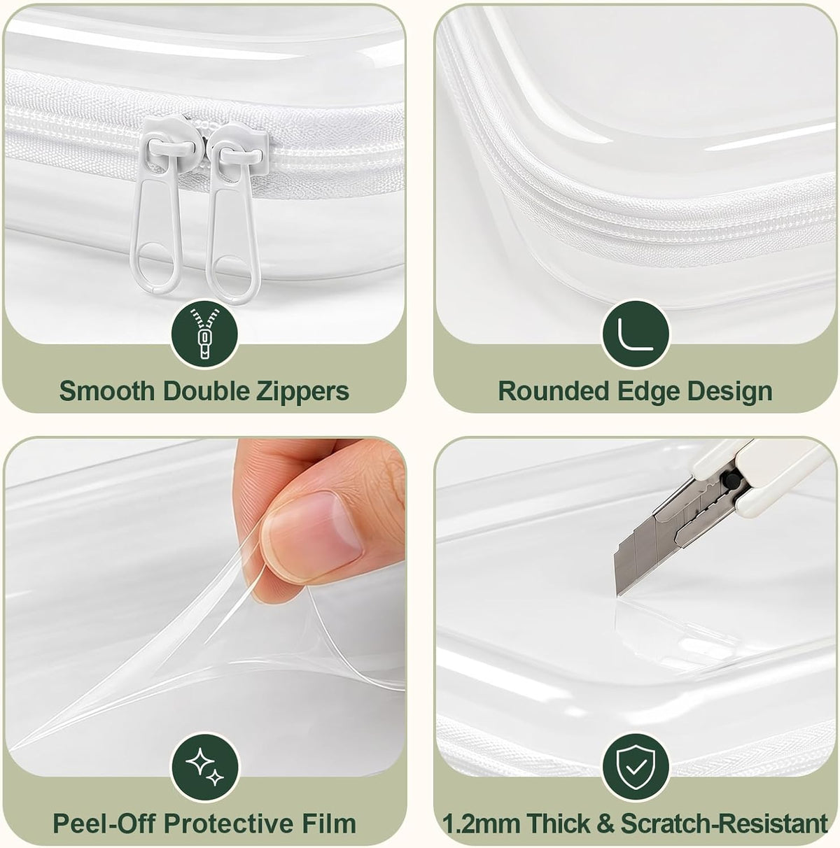 Clear Hard Shell Zipper Cases,Zipper Pouches, 2L+2M+2S Blue
