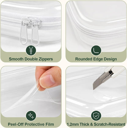 Clear Hard Shell Zipper Cases,Zipper Pouches, 2L+2M+2S Blue